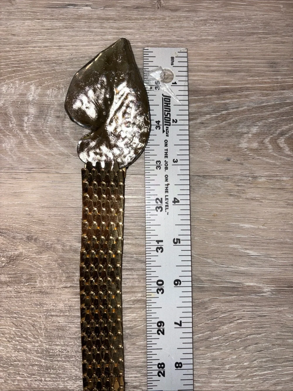 Metallic Gold Leaf Buckle Stretch Belt - Women Accessories Hook and Slit Clasp